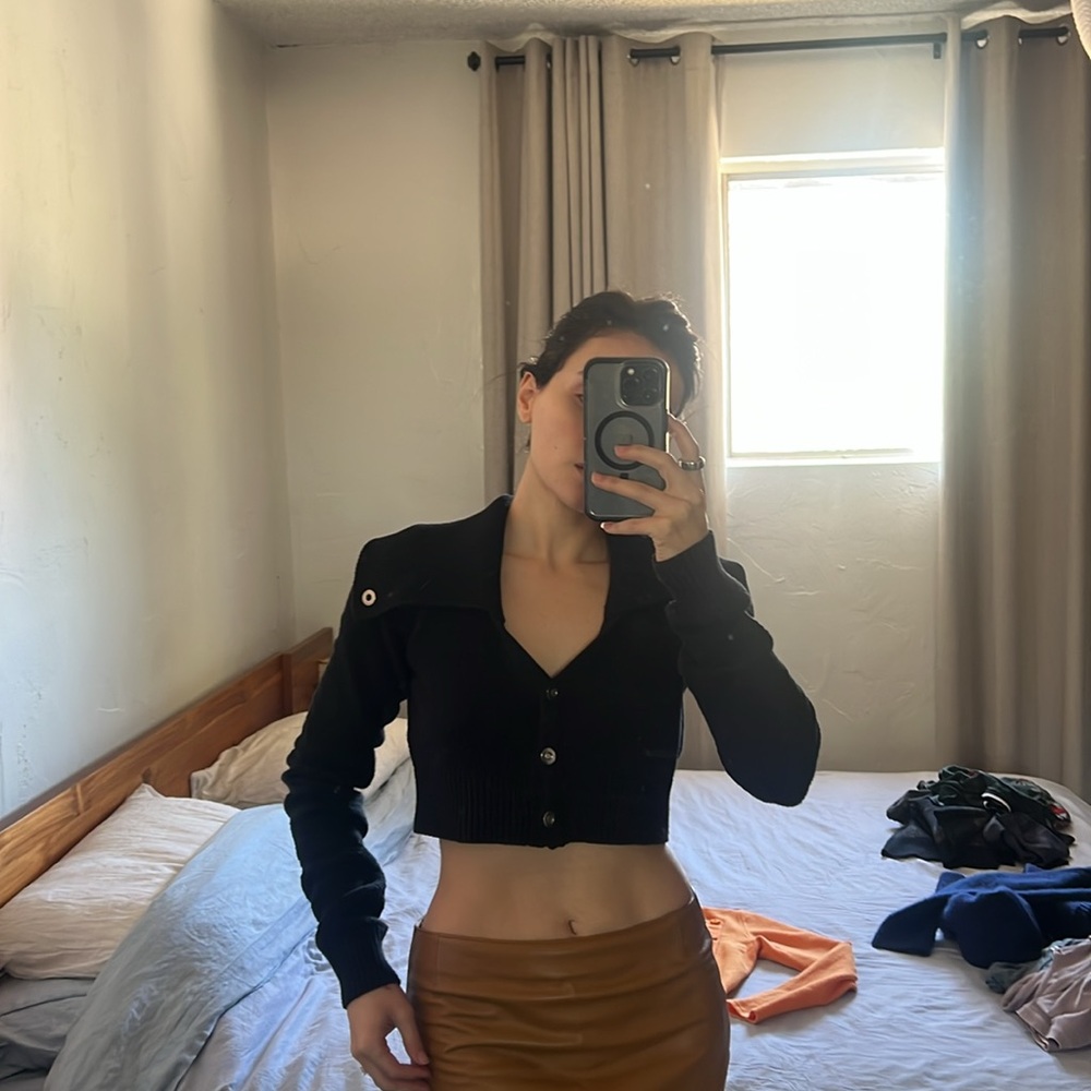 Helmut Lang Cropped Black Sweater